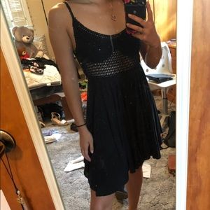 Little black dress with crochet detail